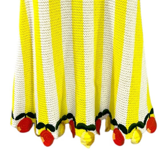 NWT Staud Knit Embroidered Citrus Wallflower Crochet Mini Dress size Large - Picture 9 of 12